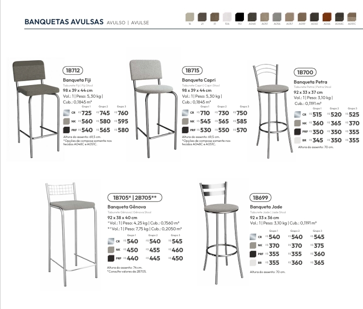 Banquetas Avulsas | Venda:-62% | Kappesberg Crome 0925
