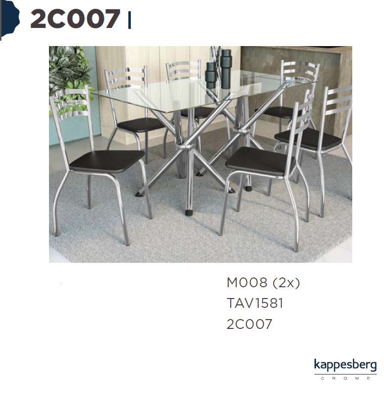 Mesa 150 x 80cm + 06 Cadeiras | 2C007 M008 TAV1581 | Kappesberg
