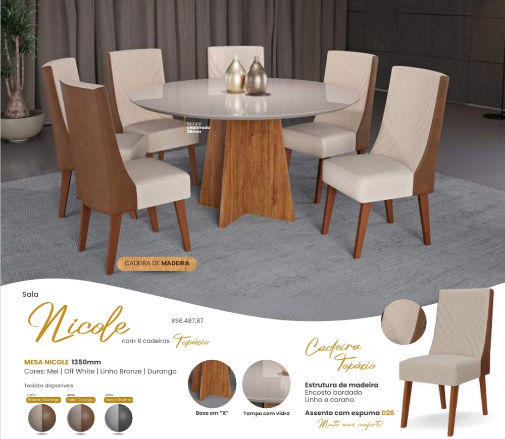 Mesa Nicole + Cadeira Topázio | Viero | Venda: -45% 0925