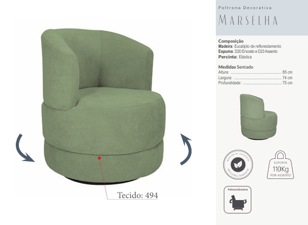 Poltrona Decorativa Marselha | Matrix 0925