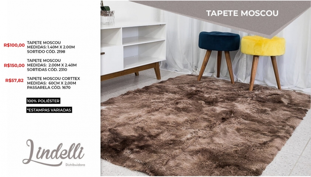 Tapete de sala moscou 1,40x2,00 - 2,00x2,40 - 60x2,00 | Lindelli Venda: +50% 0825