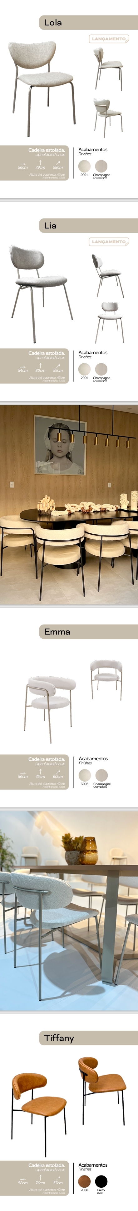 Cadeiras | Tiffany - Emma - Lia - Lola | Kora 0725