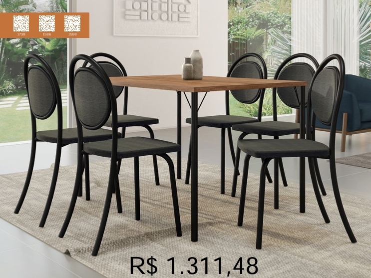 Conjunto Sala de Jantar | Cadeira - Mesas | Carraro | Venda: +60% 0925