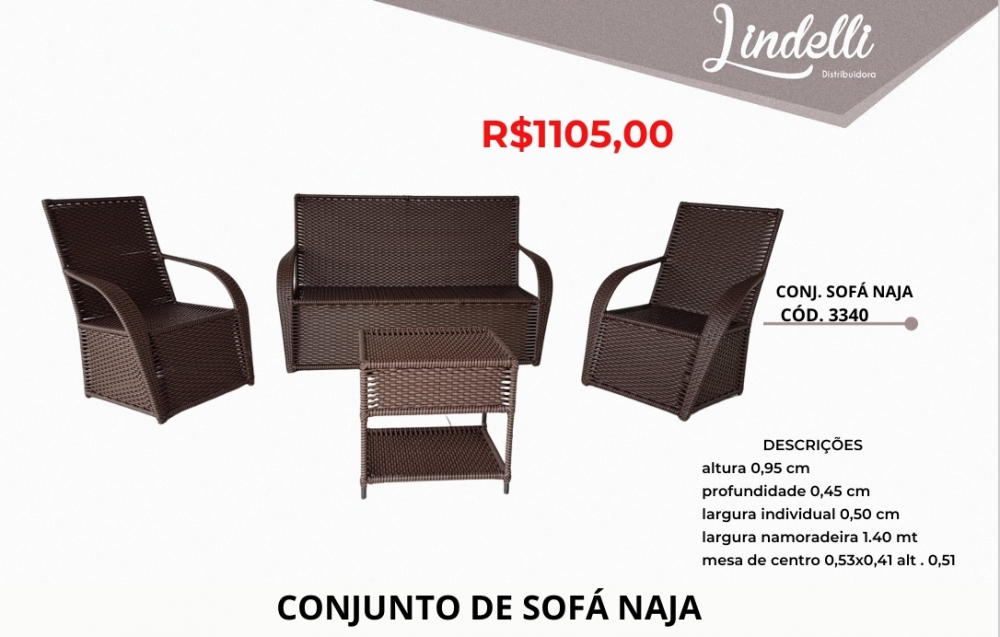 Conjunto sofá naja junco sintético | Lindelli Venda: +50% 0825