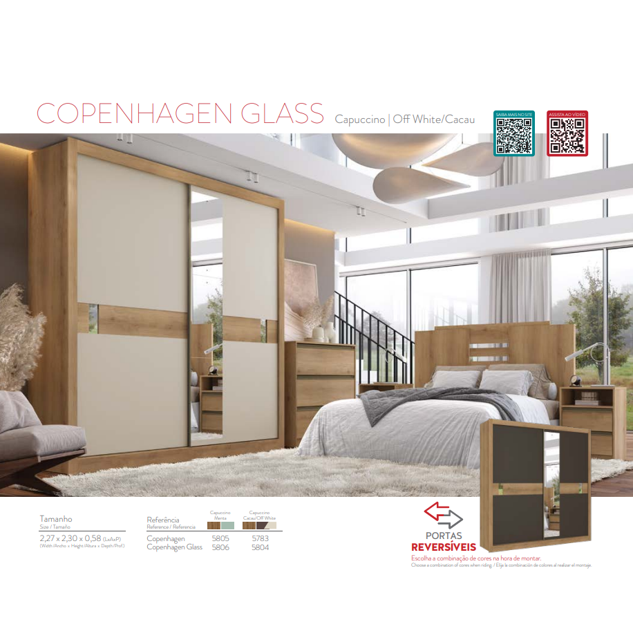 PREÇO + BARATO DO BRASIL | Roupeiro Copenhagen - Glass | L 2.27 | + Valores | THB