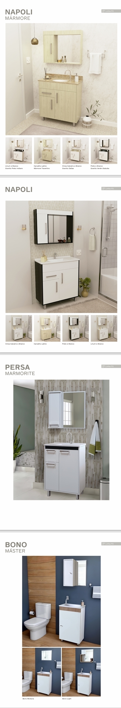 Gabinetes + Espelheiras | Bono - Persa - Napoli | Luminetto 0525