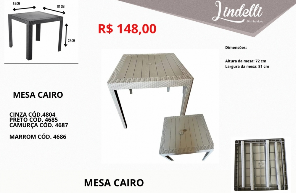 Mesa cairo junco sintético | Lindelli Venda: +50% 0825