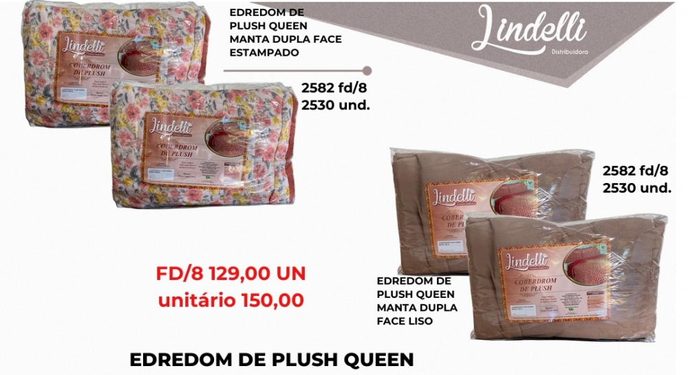 Edredom de plush queen estampado - liso | Lindelli venda: +50% 0825