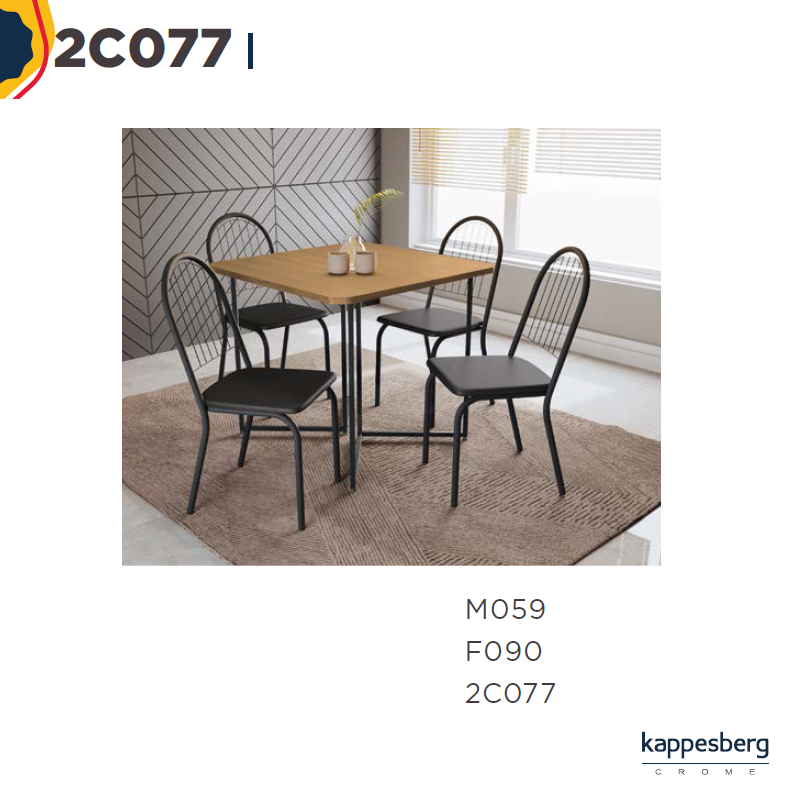 Mesa 90 X 90 cm + 04 Cadeiras | 2C077 M059 F090 | Kappesberg