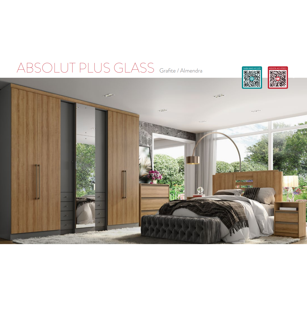 Roupeiro Absolut Plus Glass 06 Portas 288 | THB Móveis