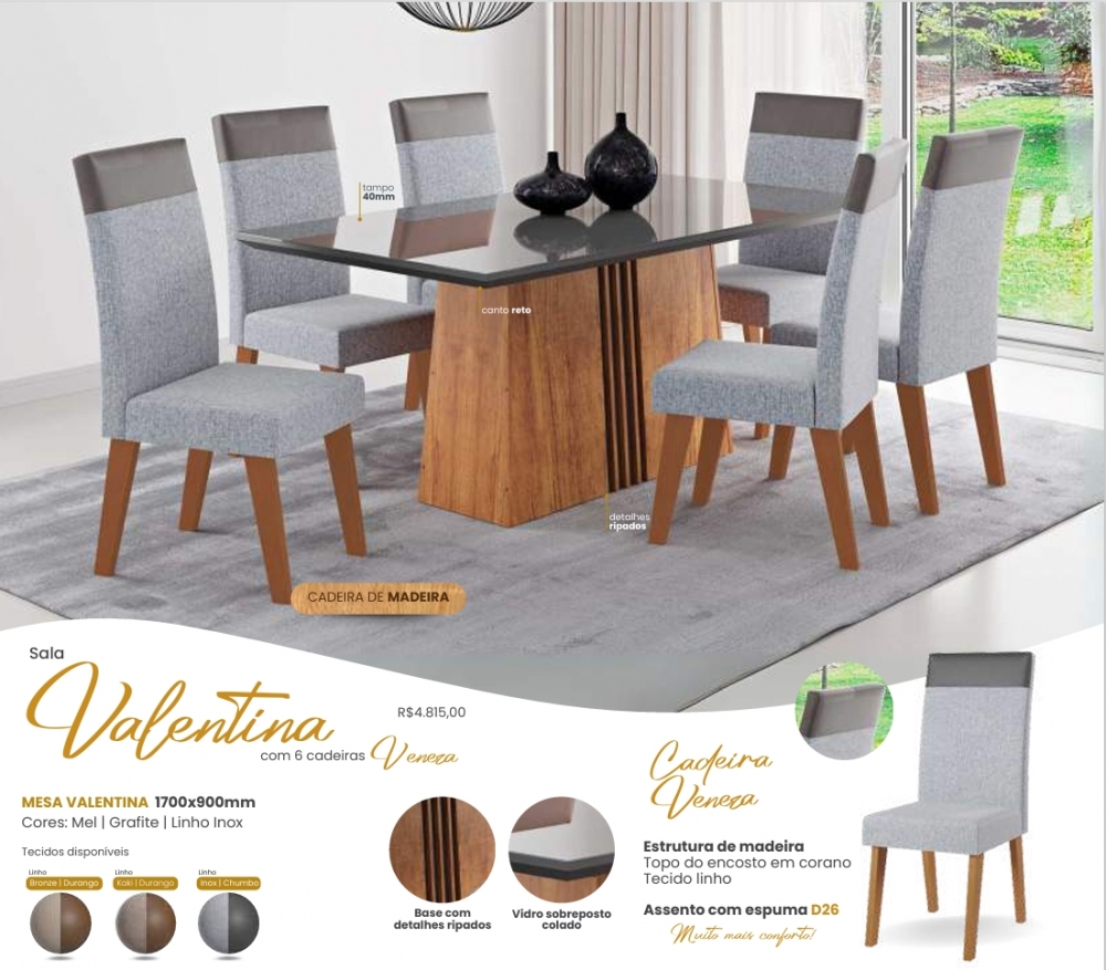 Mesa Valentina + Cadeira Veneza | Viero | Venda: -45% 0925