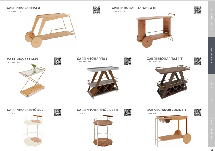Carrinho Bar | Natu - Toronto III - Max - Taj - Taj Fit - Móbile - Móbile Fit - Louis Fit | Rudnick 0825