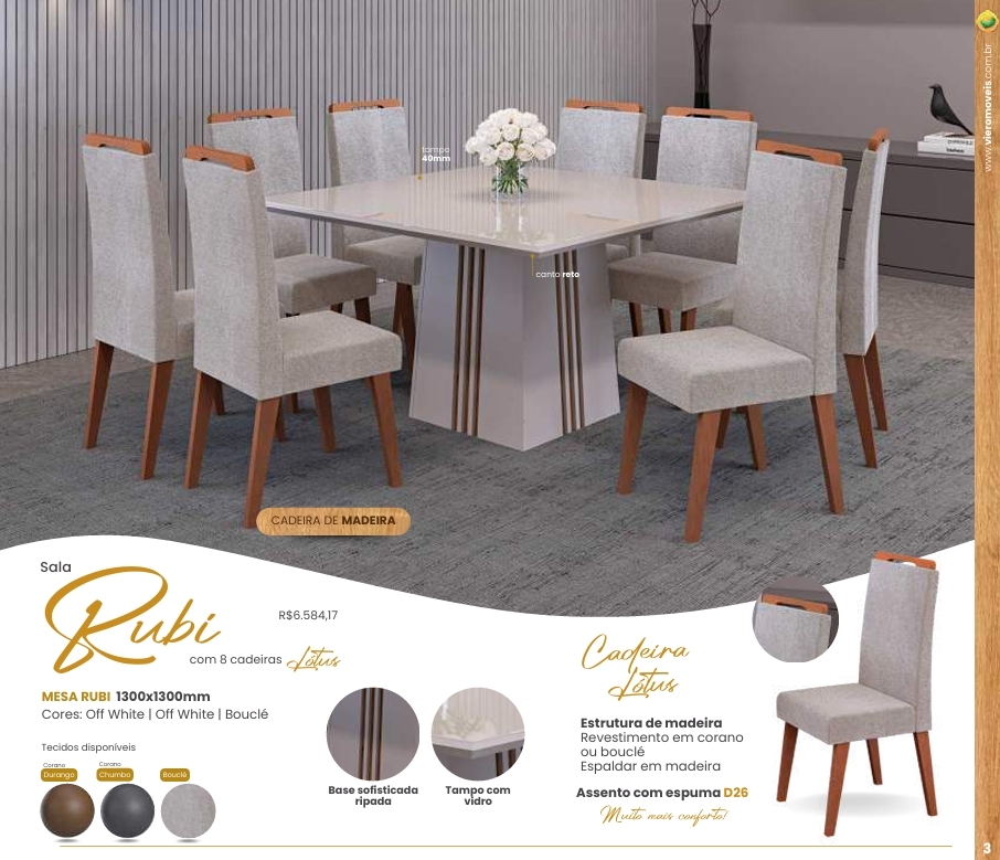Mesa Rubi + Cadeira Lótus | Viero | Venda: -45% 0925