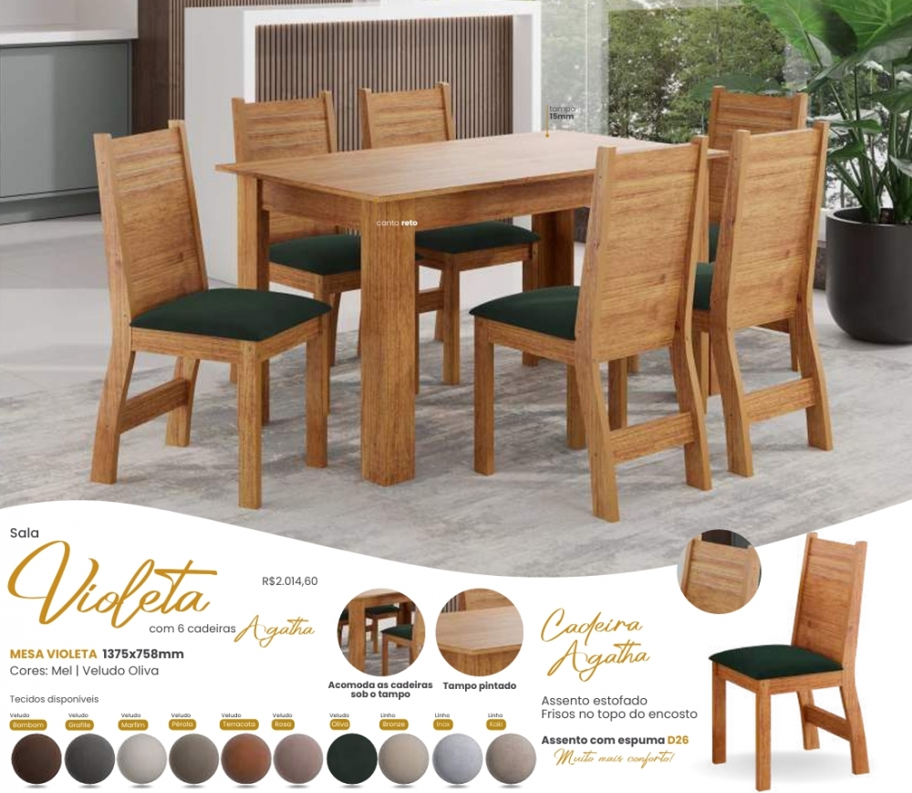 Mesa Violeta + Cadeira Agatha | Viero | Venda: -45% 0925