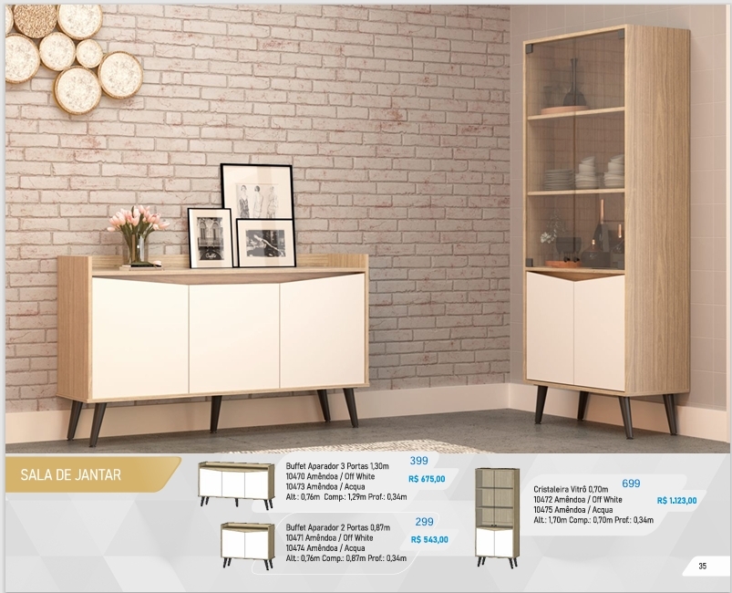 Linha Sala De Jantar | Buffet Aparador - Cristaleira | Regale Venda : -55% 0925