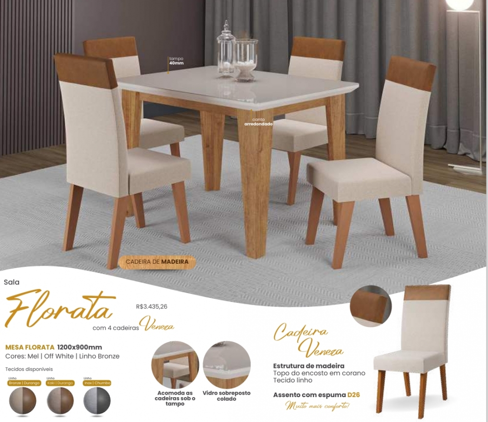 Mesa Florata + Cadeira Veneza | Viero | Venda: -45% 0925