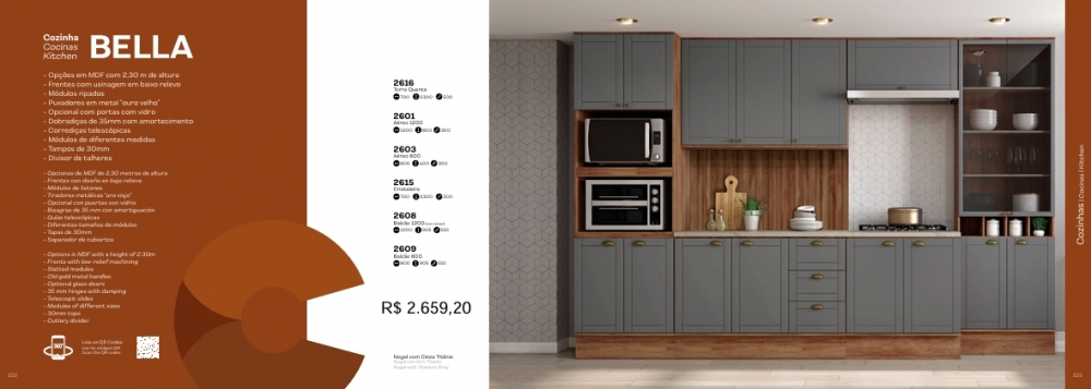 Cozinha Modulada Bella | Carraro | Venda: +60% 0925