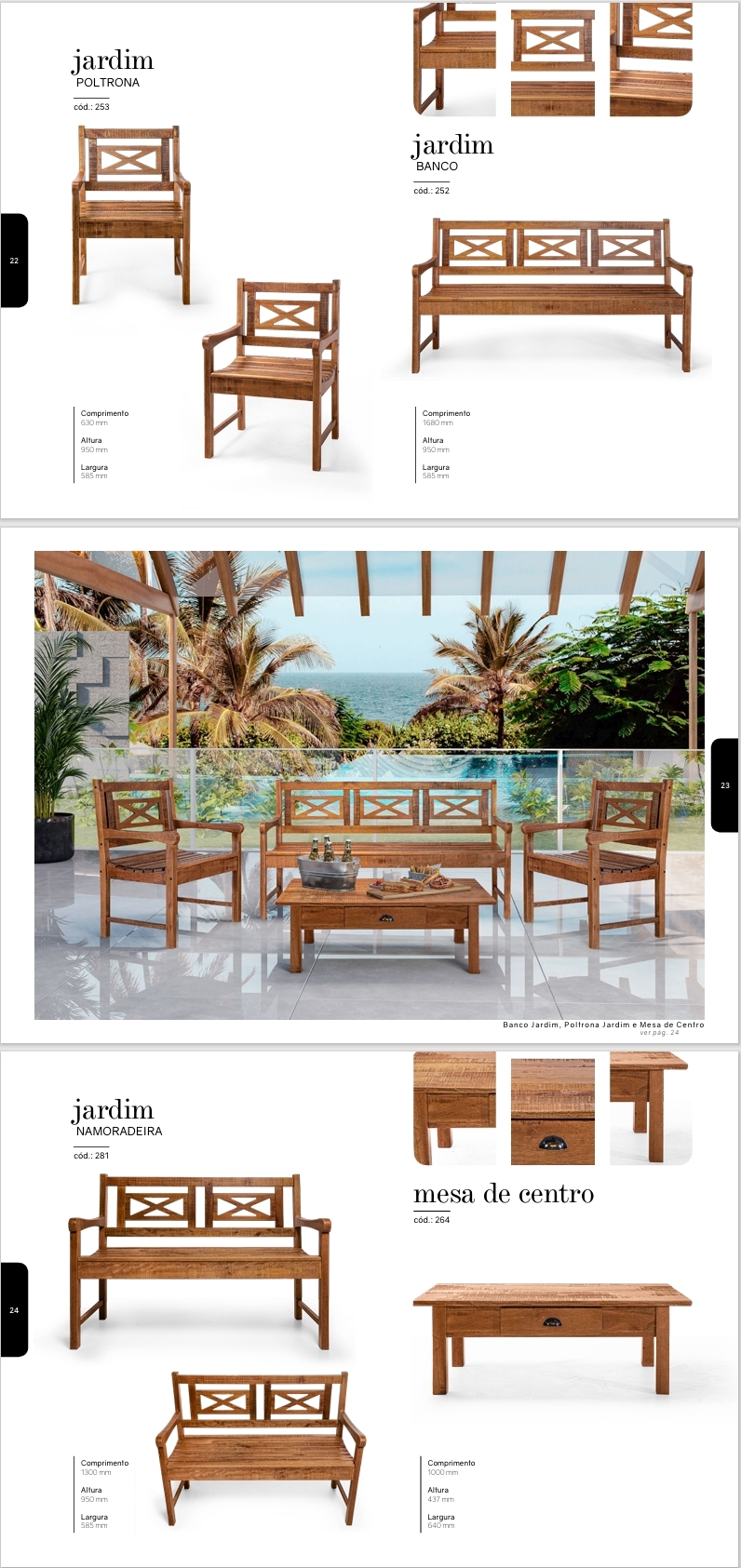Linha Jardim | Poltrona - Banco - Namoradeira - Mesa De Centro | Pena Móveis 0825