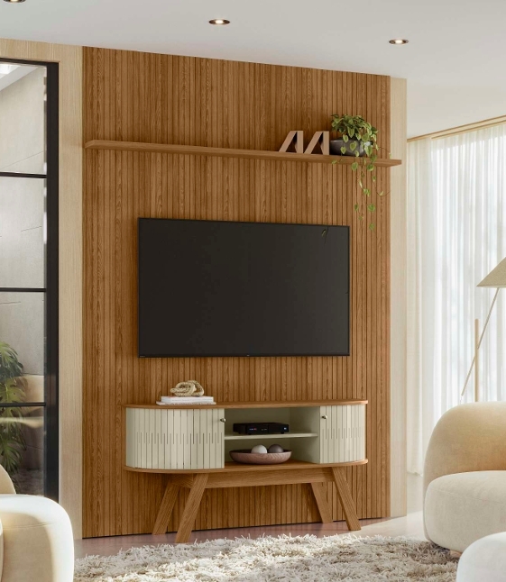 Composição New Silverstone | Painel Piso-Teto Interlagos + Bancada Atlanta | Madetec 0526