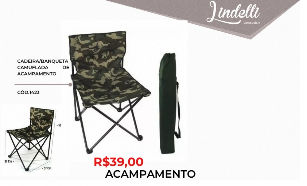 Cadeira/banqueta de acampamento | Lindelli Venda: +50% 0825