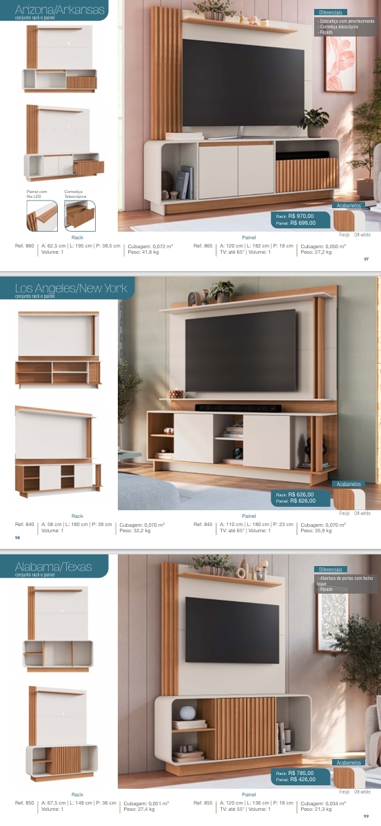 Conjuntos Rack + Painel | Arizona/Arkansas - Los An eles/New York - Alabama/Texas | Venda:-40% | JCarvalho 0925