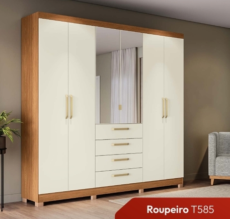 Roupeiro 6 Portas C/ Espelho 250 | T585 | Kappesberg Móveis 0226