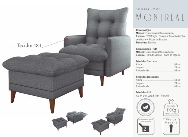  Poltrona + Puff Montreal | Matrix 0925 