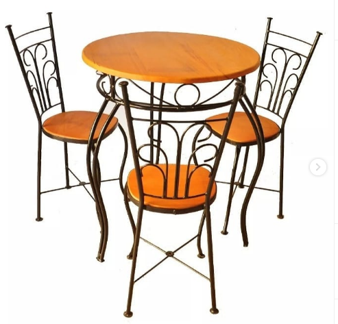 Conjunto Mesa Redonda com 3 cadeiras | Ref 3345 | EG Artesanatos Rústicos 