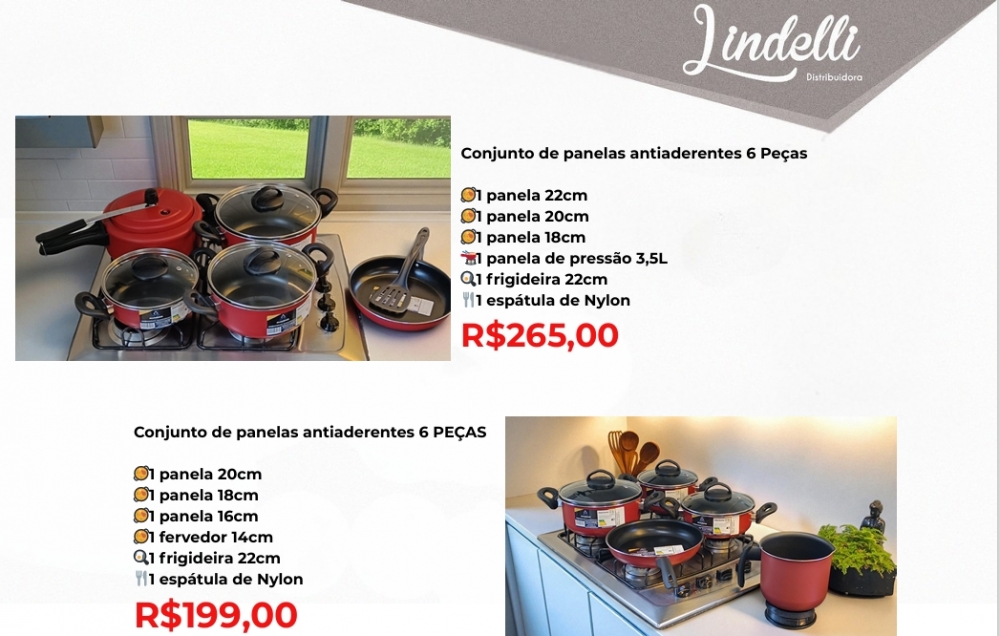 Conjunto de panelas antiaderentes 6 peças | Lindelli Venda: +50% 0825