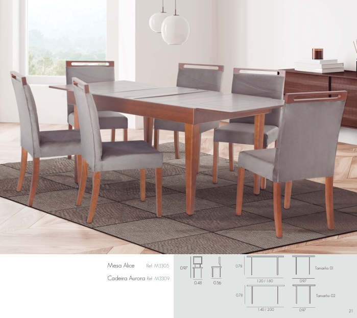 Conjunto Mesa Alice Extensível + Cadeira Aurora | ACG 0526