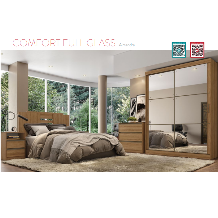 Roupeiro Comfort Full Glass 02 Portas 170 | THB Móveis 