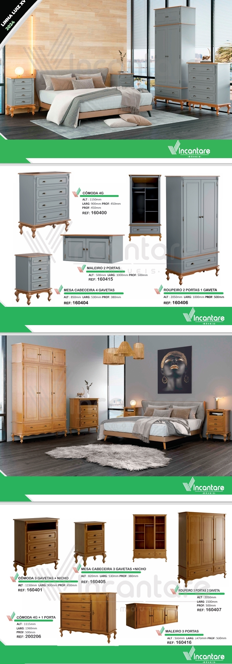 Linha Luis XV | Dormitórios | 160400 - 160415 - 160406 - 160404 - 200206 - 160401 - 160405 - 160407 - 160416 | Incantare 0825