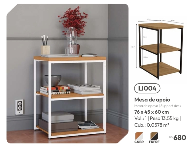 Mesa de Apoio | LI004 | Venda:-62% | Kappesberg Crome 0925