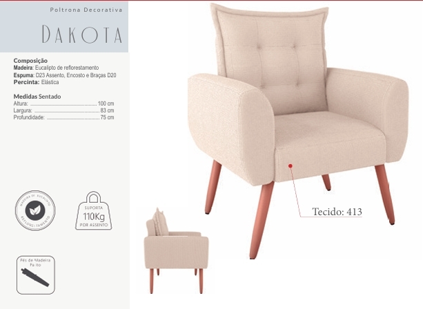  Poltrona Decorativa Dakota | Matrix 0925