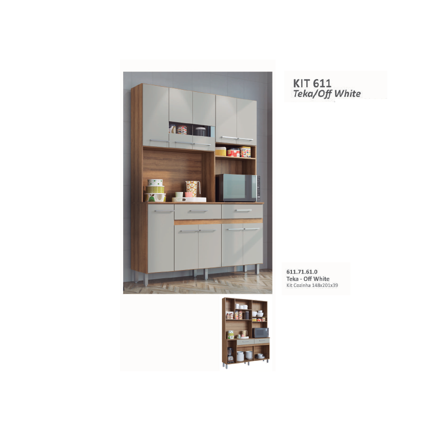 Cozinha Compacta 10 Portas 2 Gavetas | Kit 611 | Casamia