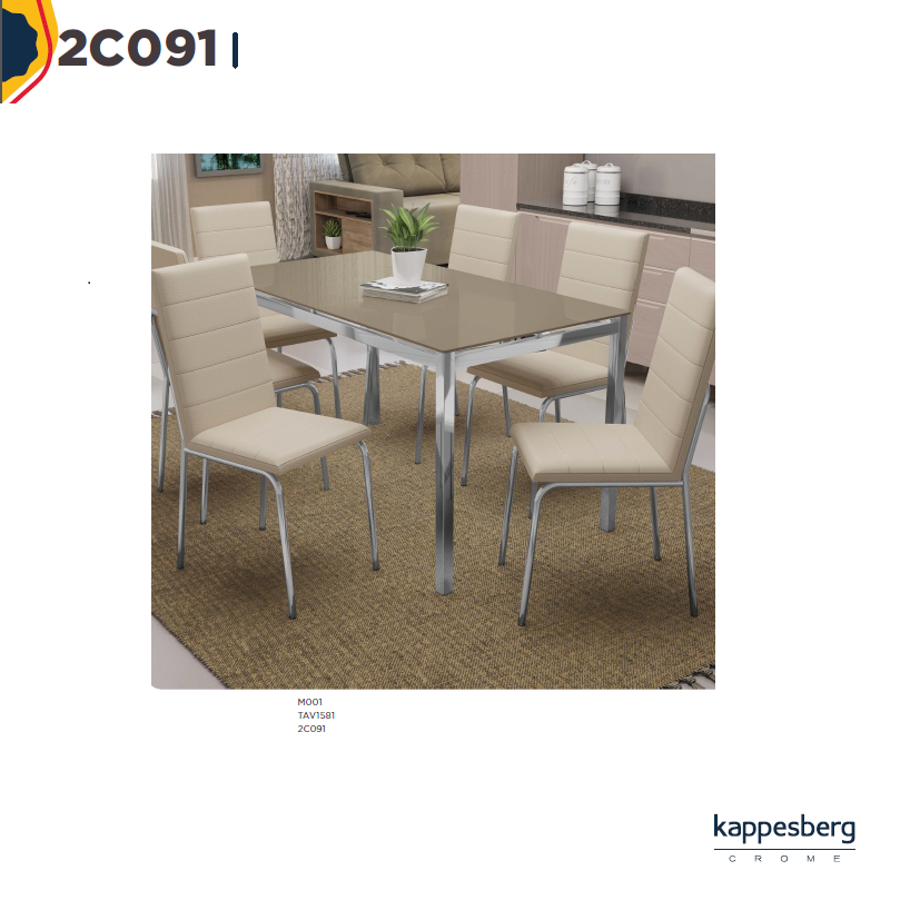 Mesa 150 x 80cm + 06 Cadeiras | 2C091 M001 TAv1581 | Kappesberg