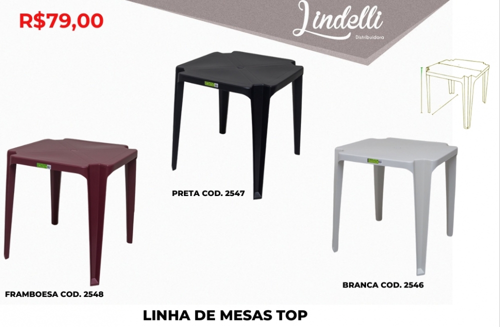 Mesa quadrada top | Lindelli Venda: +50% 0825
