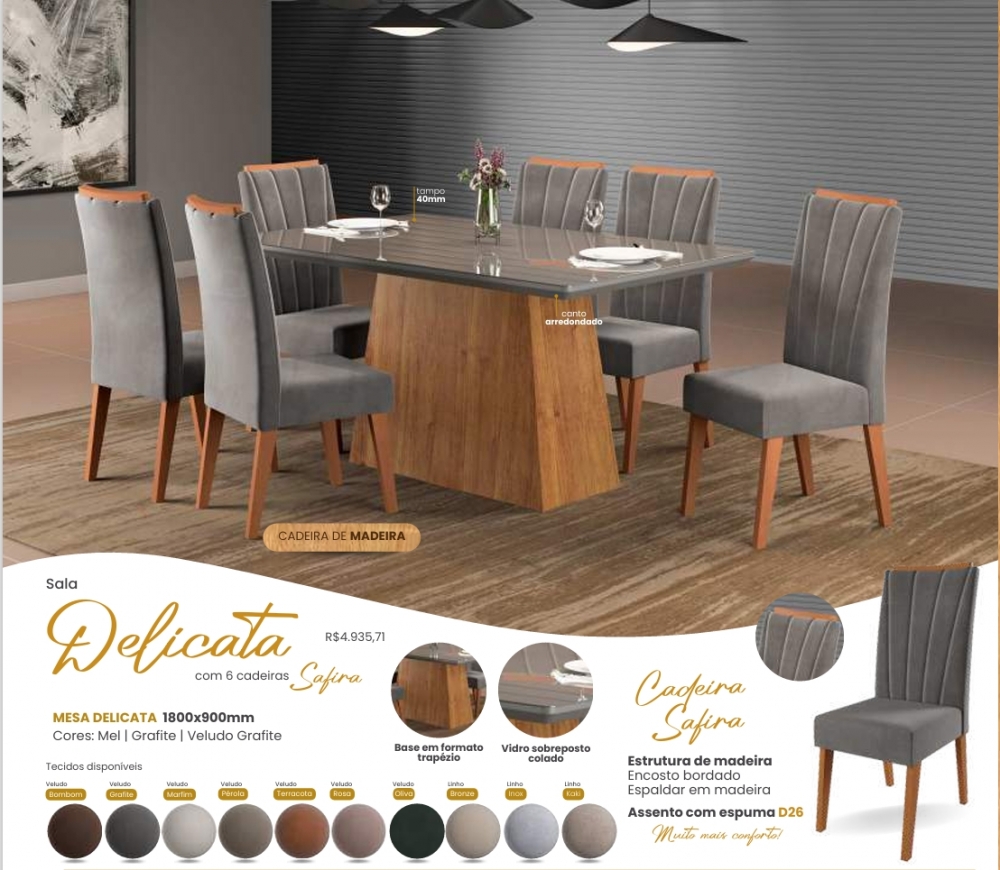 Mesa Delicata + Cadeira Safira | Viero | Venda: -45% 0925