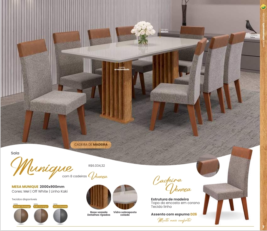 Mesa Munique + Cadeira Veneza | Viero | Venda: -45% 0925