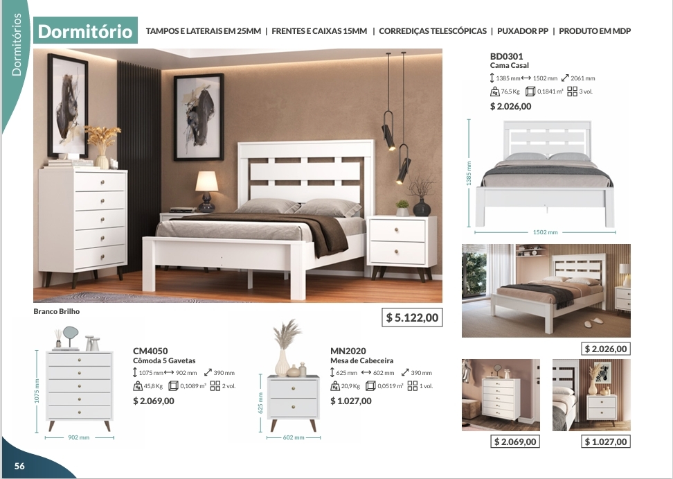 Linha Dormitório | BD0301 -CM4050 - MN2020 - CA20 | Decibal Venda : -60% 0925