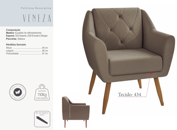 Poltrona Decorativa Veneza | Matrix 0925