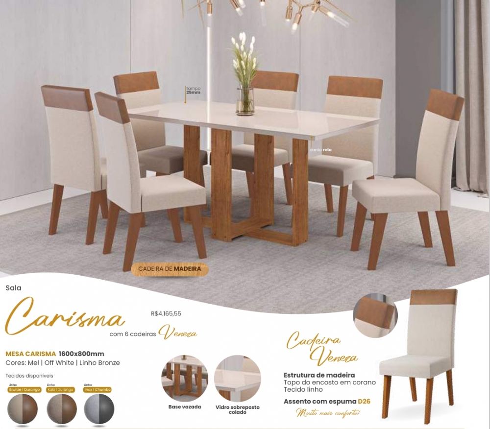 Mesa Carisma + Cadeira Veneza | Viero | Venda: -45% 0925