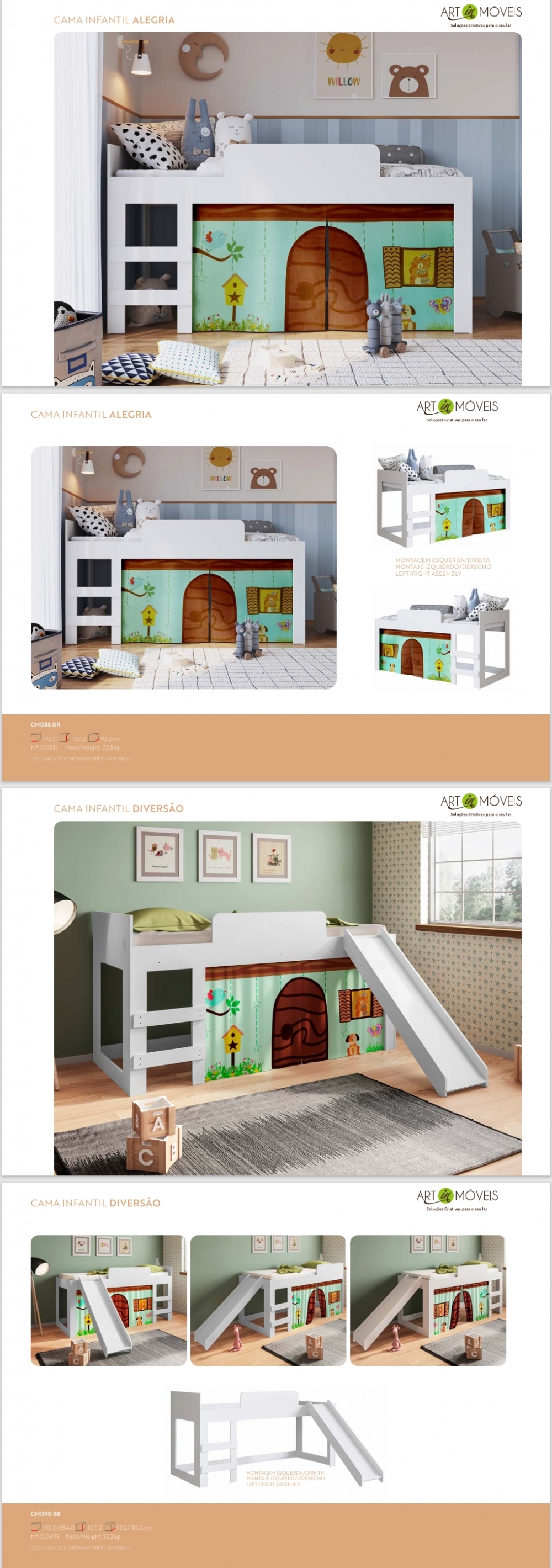 Cama Infantil | CM088 - CM090 - CM3090 - CM3092 | Art in Móveis 0825