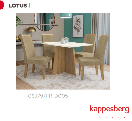 	Mesa Lótus 170 X 90cm + 04 Cadeiras | CSJ797FR-D005 | Kappesberg