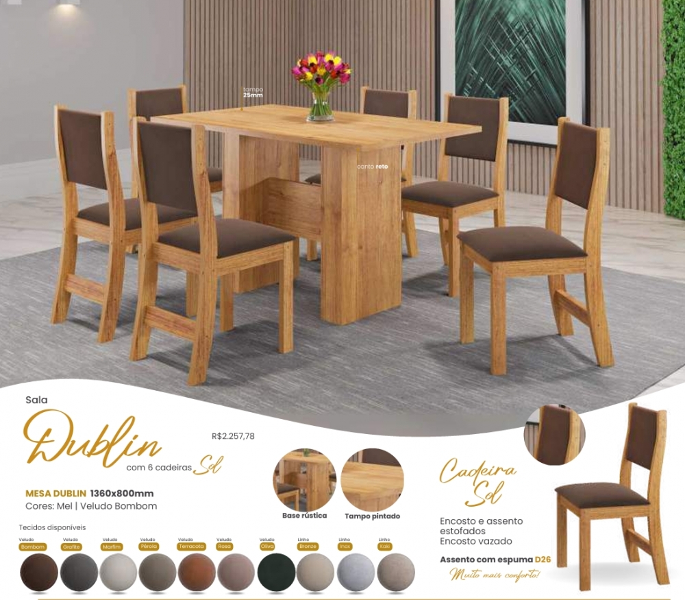 Mesa Dublin + Cadeira Sol | Viero | Venda: -45% 0925