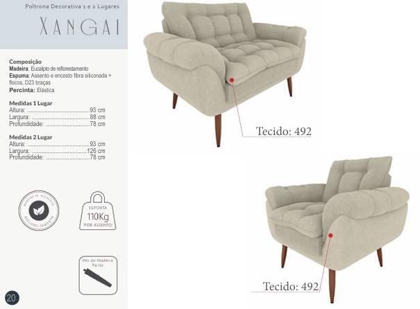  Poltrona Decorativa 1 e 2 Lugares Xangai | Matrix 0925