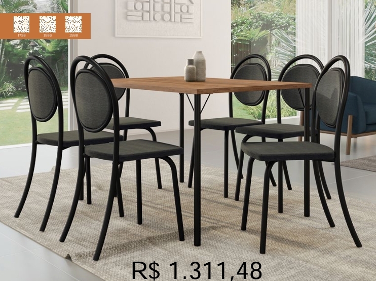 Conjunto Sala de Jantar | Cadeira - Mesa | Carraro | Venda: +60% 0925
