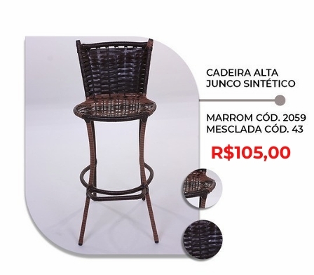 Cadeira alta junco sintético | Lindelli Venda : +50% 0825