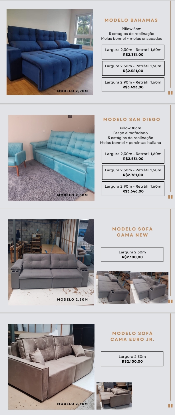 Estofados | Bahamas - San Diego - Sofá Cama New - Sofá Cama Euro Jr | Confidare | Venda: +50% 0525