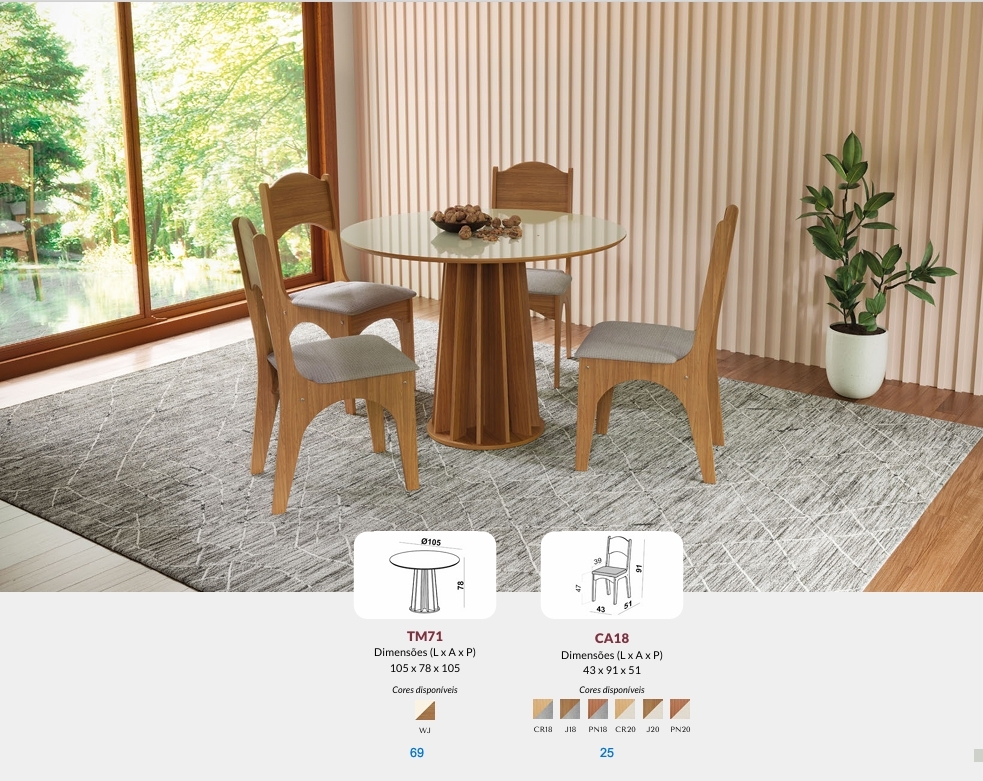 Mesa TM71 + Cadeira CA18 | Dalla Costa 0826